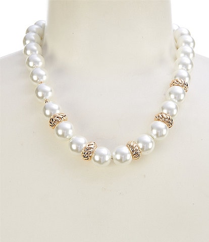 Dillard's Pearl & Rope Textured Bead Collar Necklace