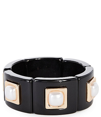 Dillard's Pearl Acrylic Square Bead Stretch Statement Bracelet
