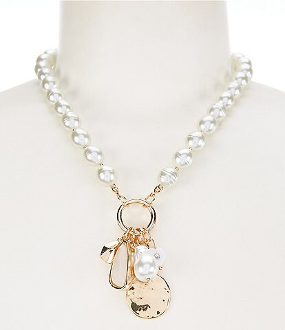 Dillard's Pearl Charm Short Pendant Necklace