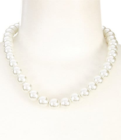 Dillard's Pearl Metal Flower Frontal Necklace