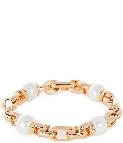 Dillard's Pearl Oval Link Chain Stretch Bracelet