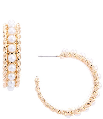 Dillard's Pearl Rope Textured Edge Hoop Earrings