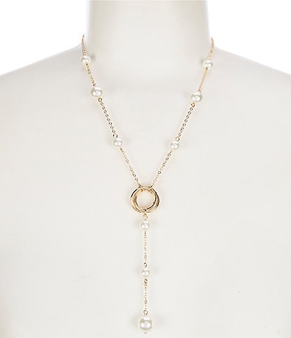 Dillard's Pearl Station Metal Knot Y Necklace