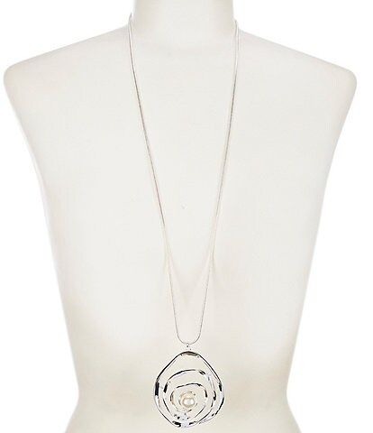 Dillard's Pearl Swirl Metal Long Pendant Necklace