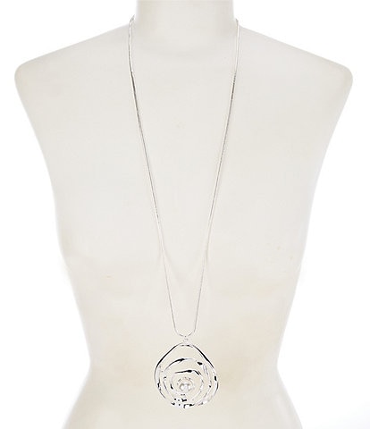 Dillard's Pearl Swirl Pendant Long Strand Necklace