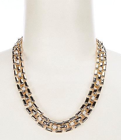 Dillard's Pearl Weave Gold Tone Collar Necklace