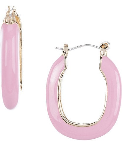Dillard's Pink Enamel Medium Metal Hoop Earrings