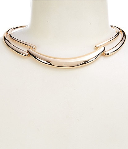 Dillard's Polished Arced Metal Bar Collar Necklace