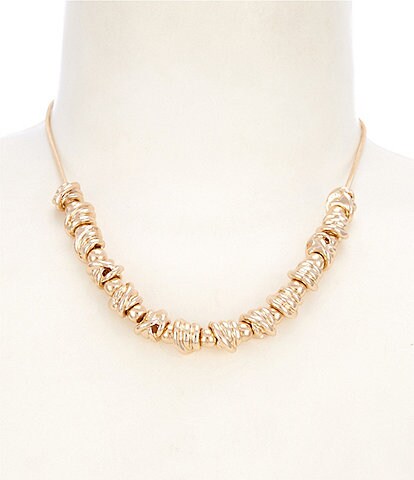 Dillard's Polished Metal Knot Frontal Short Multi Strand Necklace