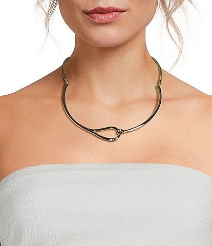 Dillard's Polished Metal Loop Collar Short Collar Necklace