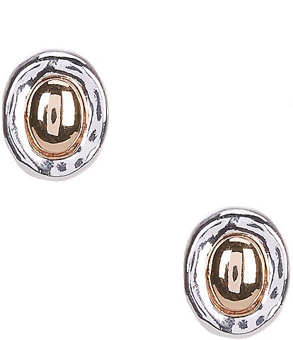 Dillard's Polished Metal Oval Wobbly Edge Stud Earrings