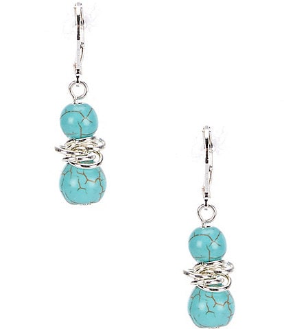 Dillard's Reconstituted Turquoise Double Bead Drop Earrings