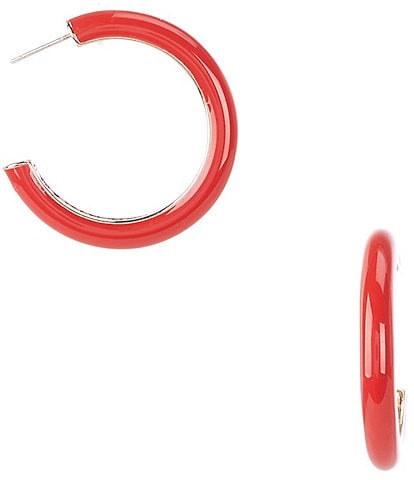 Dillard's Red Enamel Beveled Metal Hoop Earrings