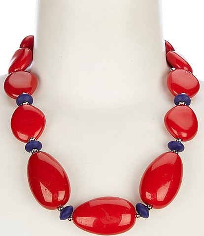 Dillard's Red Pebbles Statement Collar Necklace