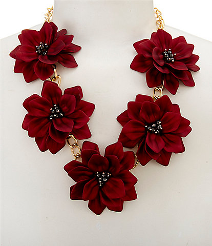 Dillard's Scarlet Flowers Statement Necklace