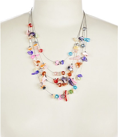 Dillard's Shells And Beads Illusion Short Multi Strand Necklace