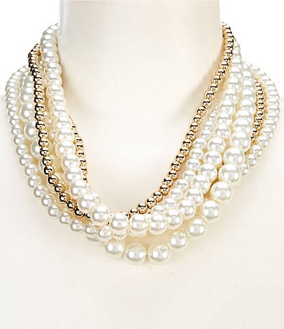 Dillard's Shiny Beads & Pearls Statement Necklace