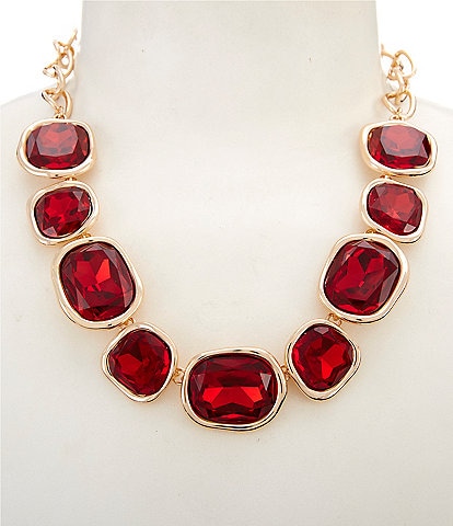 Dillard's Siam Stone Organic Metal Frontal Short Chain Collar Necklace