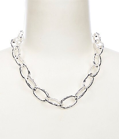 Dillard's Hammered Texture Large Oval Link Chain Necklace