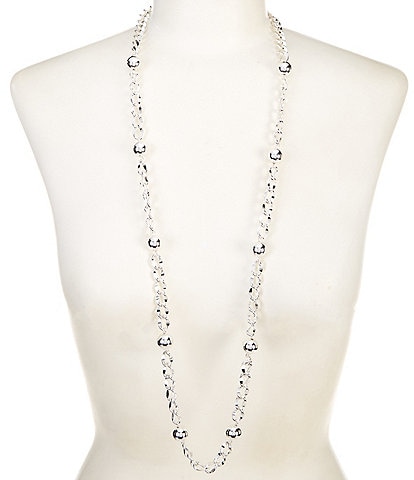Dillard's Silver Metal Thick Link Long Strand Necklace