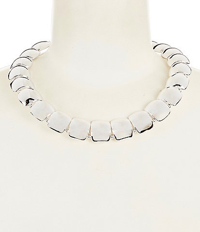 Dillard's Square Concaved Metal Collar Necklace