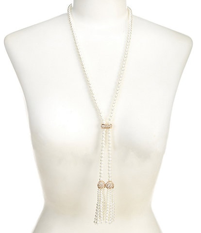 Dillard's Tailored Pearl & Crystal Pave Long Tassel Y-Necklace
