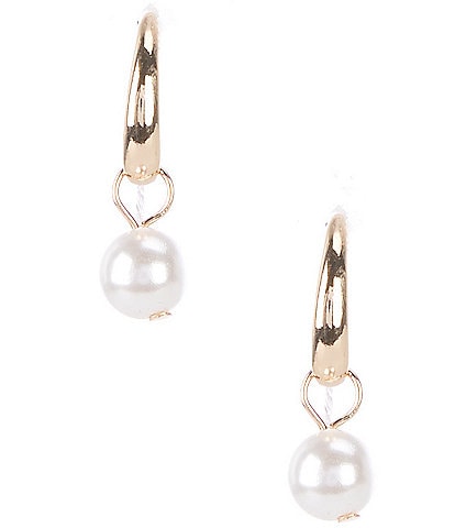Dillard's Threader Small C Hoop Pearl Drop Earrings