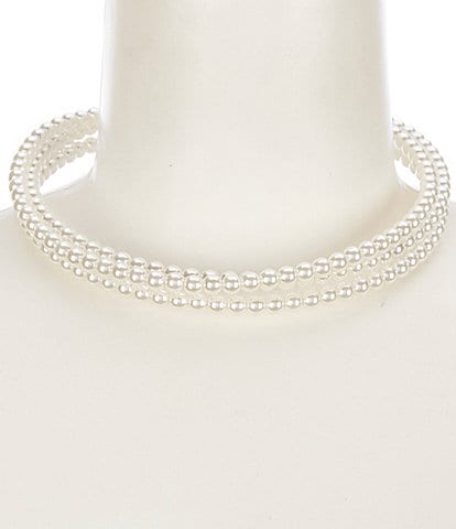 Dillard's Three Row Pearl Collar Necklace