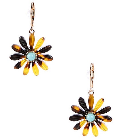 Dillard's Tortoise Acrylic Flower Drop Earrings