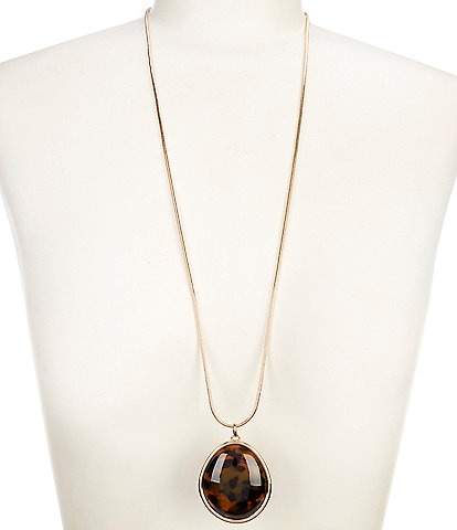 Dillard's Tortoise Cab Long Pendant Necklace