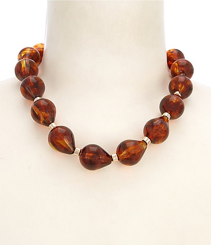 Dillard's Tortoise Teardrop Resin Beaded Short Collar Necklace