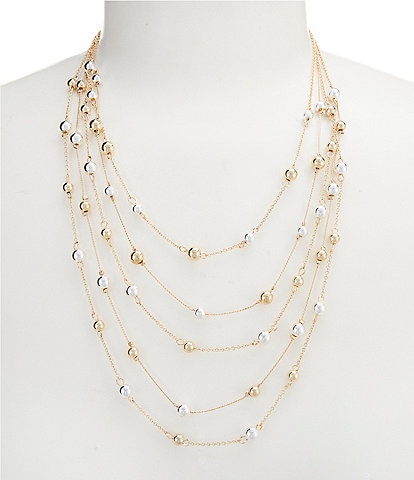 Dillard's Two Tone Bead Illusion Short Multi Strand Necklace