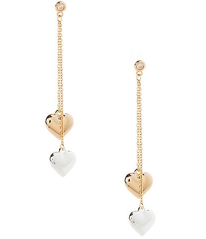 Dillard's Two Tone Heart Drop Earrings