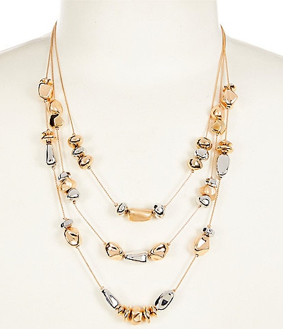 Dillard's Two Tone Pebble Illusion Short Multi Strand Necklace