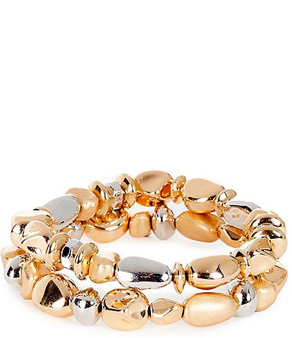 Dillard's Two Tone Pebble Stretch Bracelet Set