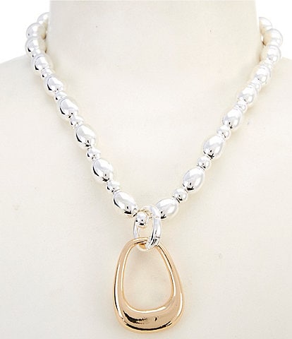 Dillard's Two-Tone Stirrup Pendant Statement Necklace