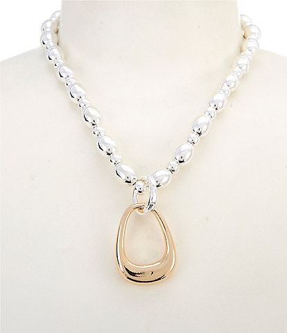 Dillard's Two-Tone Stirrup Pendant Statement Necklace