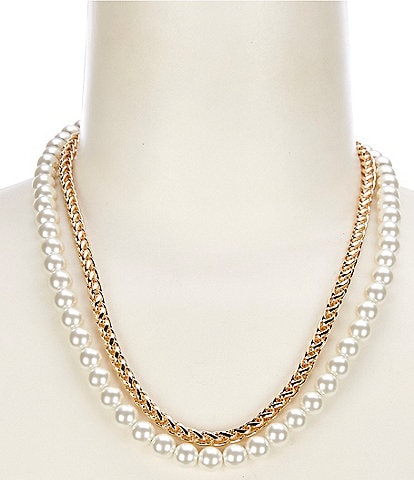 Dillard's Wheat Chain & Pearl Short Multi-Strand Necklace