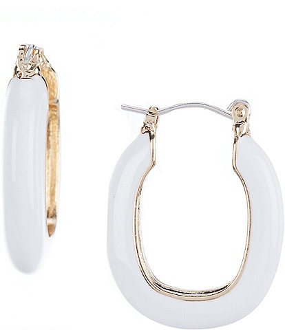 Dillard's White Enamel Medium Metal Hoop Earrings