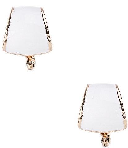 Dillard's White Epoxy Wide Metal Clip Stud Earrings