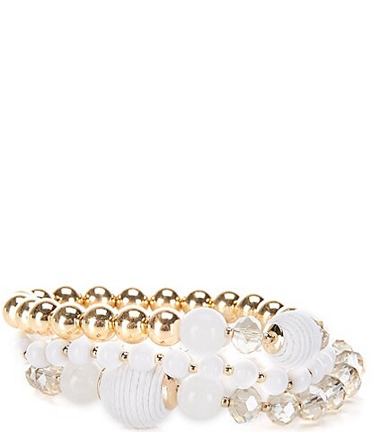 Dillard's White Mixed Bead Stretch Bracelet Set