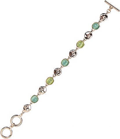 Dillard's Wobbly Metal Disc Blue & Green Cats Eye Line Bracelet