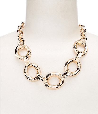 Dillard's Wobbly Metal Large Oval Link Frontal Statement Collar Necklace