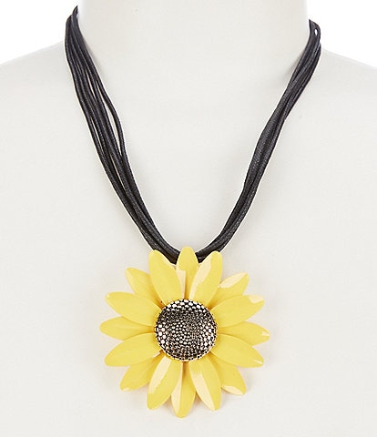 Dillard's Yellow Sunflower Pendant Short Pendant Statement Necklace