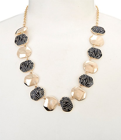 Dillard's Zebra Enamel Disc Long Strand Necklace