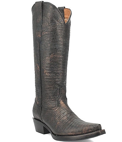 Dingo Athena Crocodile Embossed Leather Western Boots