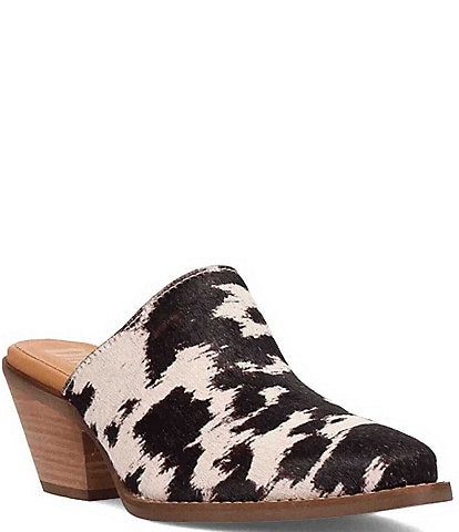 Dingo Calico Cow Print Calf Hair Mules