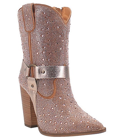 Dingo Crown Jewel Leather Rhinestone Embellished Harness Western Boots