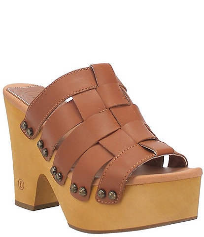 Dingo Dagwood Woven Leather Platform Clog Sandals