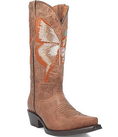 Dingo Duchess Distressed Leather Butterfly Western Boots